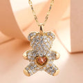 Flash Lovely Bear Pendant Necklaces for Women Golden Titanium Stainless Steel Neck Link Chain female Jewelry Gift