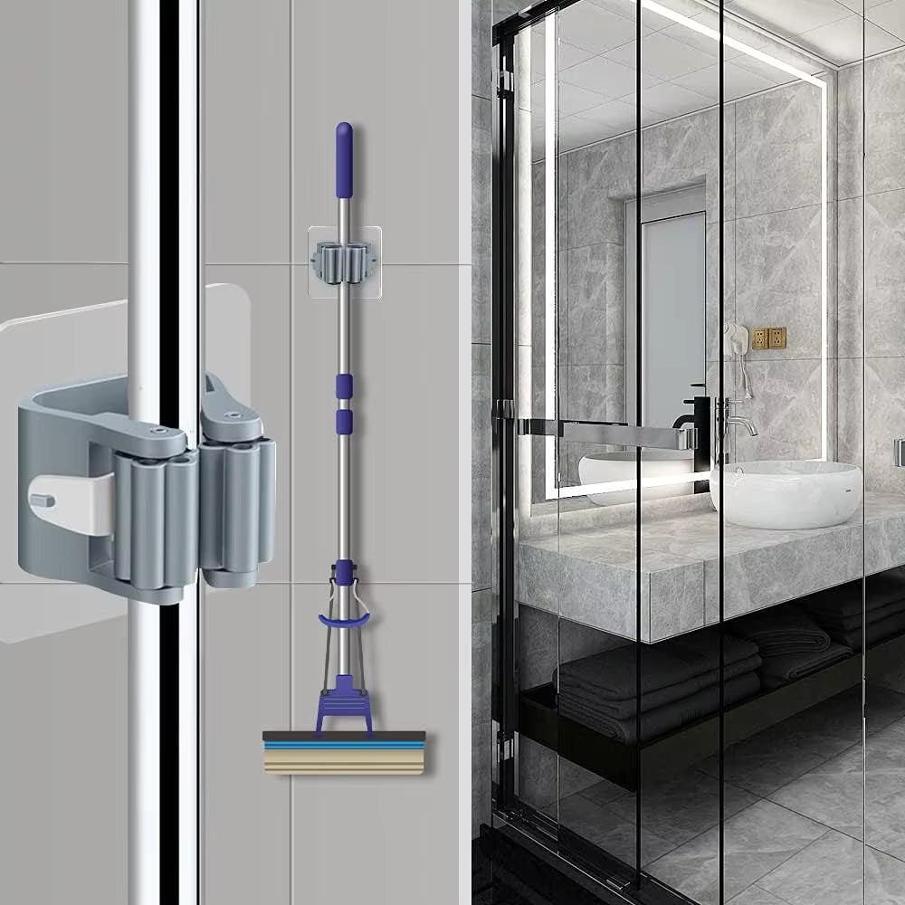 Multi-Purpose Hooks Adhesive Wall Hanging Mop Rack Broom Hanger Hook Kitchen Bathroom Organization Home Organizer Accessories