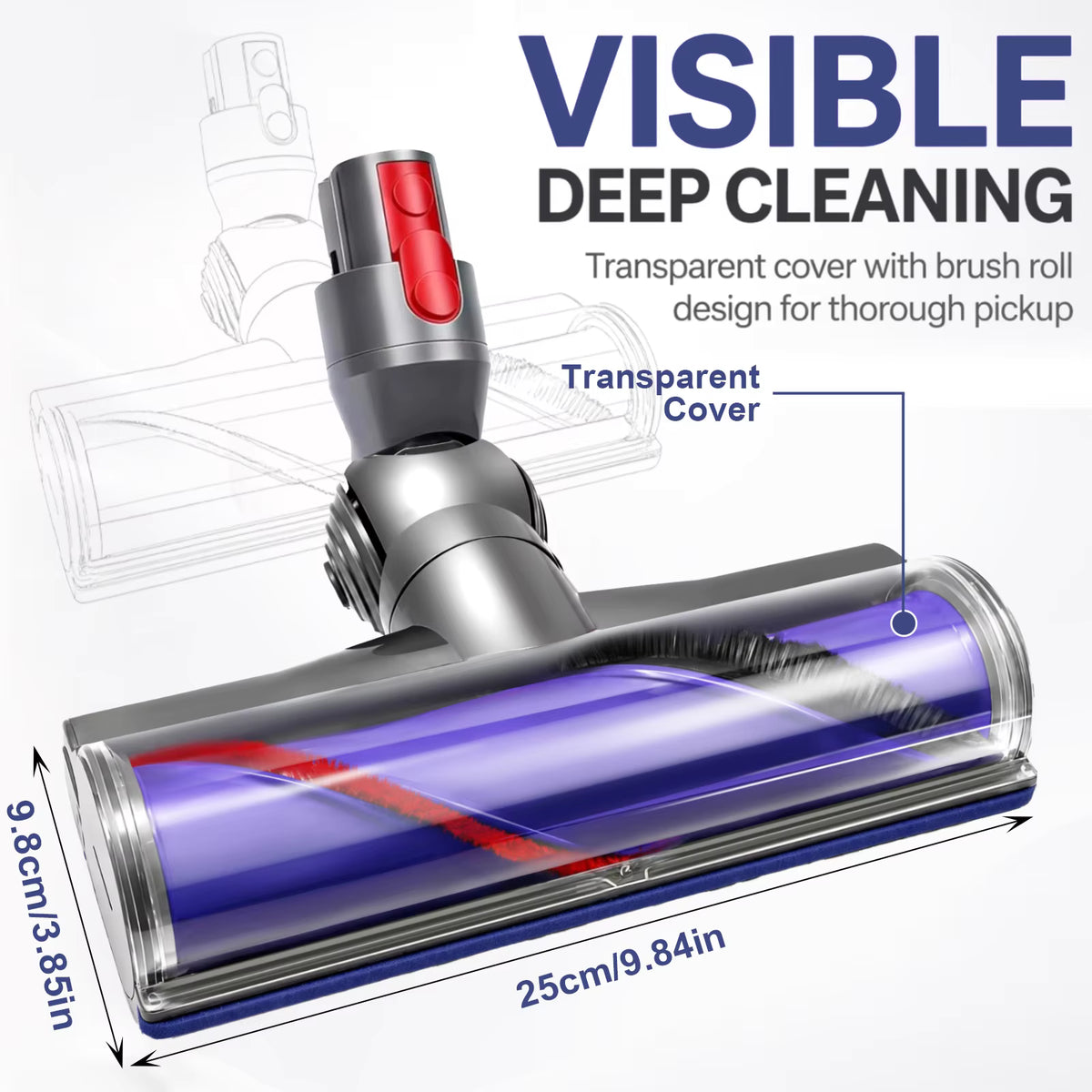 Direct Drive Brush Head For Dyson V7 V8 V10 V11 V15 Electric Brush Vacuum Cleaner Motorized Brush for Carpets and Hard Floors