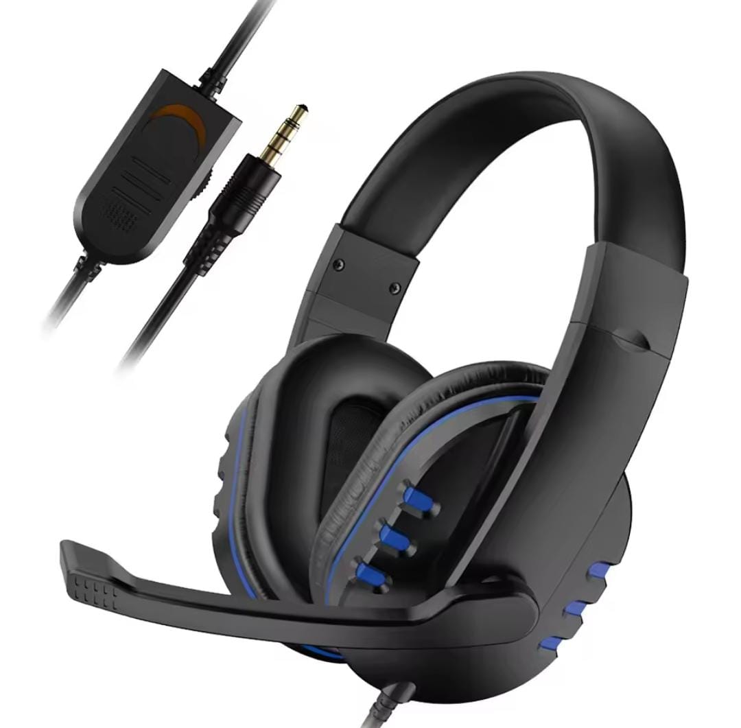 سماعات 3.5 ملم سلكية للألعاب سماعات موسيقى لجهاز PS4 Play Station 4 Game PC Chat Computer مع ميكروفون